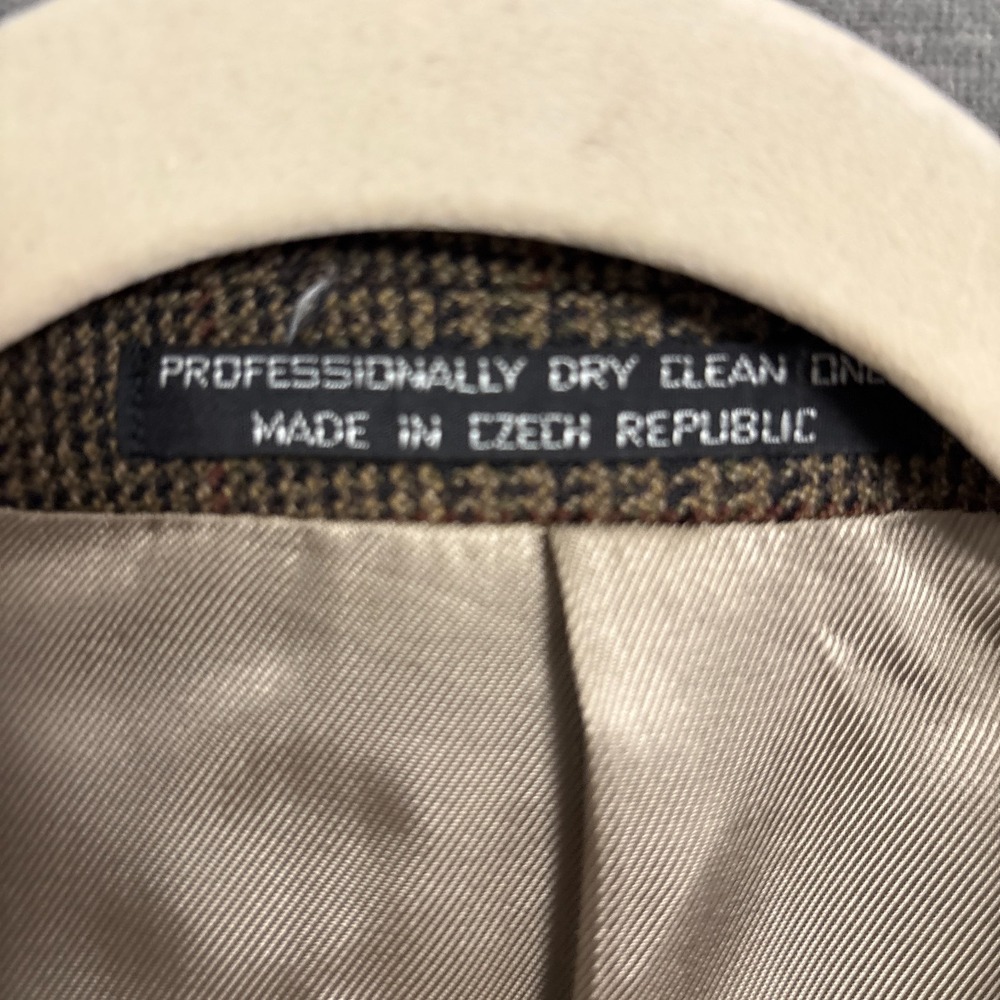 Vintage Clarendon Sport Coat 46R Brown Glen Check Lambswool Blazer Jacket Tweed - Picture 10 of 11
